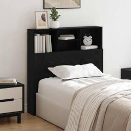 Berkfield Home Headboard Cabinet Black oak 100 x 19 x 103.5 cm Engineered wood - thumbnail 2