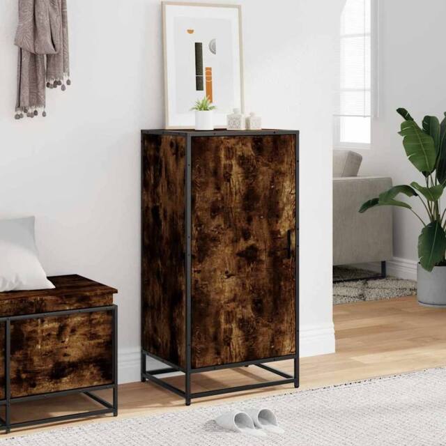 Berkfield Home Shoe Rack Smoked Oak 48x38x97.5 cm Engineered Wood in Brown - image 1