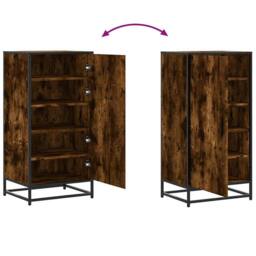 Berkfield Home Shoe Rack Smoked Oak 48x38x97.5 cm Engineered Wood in Brown - thumbnail 8