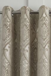 Curtina 'Chateau' Damask Patterned Pair of Eyelet Curtains in Natural - Size: 229 cm width x 229 cm drop - thumbnail 2