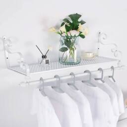 SPETLEK Heavy Duty Wall Mount Clothes Rack Hanging Storage Display Shelf in White - thumbnail 8