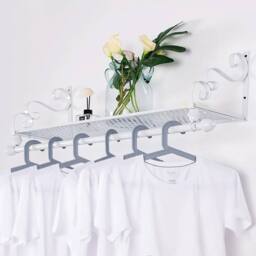 SPETLEK Heavy Duty Wall Mount Clothes Rack Hanging Storage Display Shelf in White - thumbnail 7