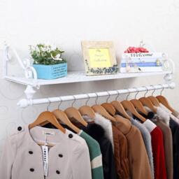 SPETLEK Heavy Duty Wall Mount Clothes Rack Hanging Storage Display Shelf in White - thumbnail 9