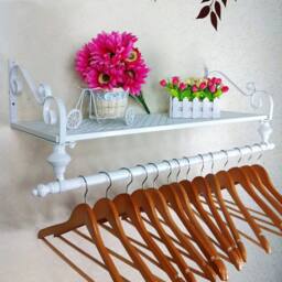 SPETLEK Heavy Duty Wall Mount Clothes Rack Hanging Storage Display Shelf in White - thumbnail 5