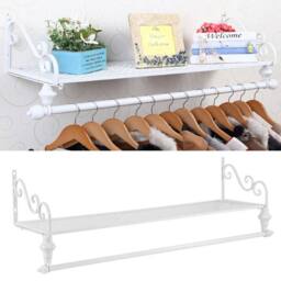 SPETLEK Heavy Duty Wall Mount Clothes Rack Hanging Storage Display Shelf in White - thumbnail 1