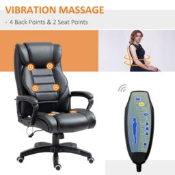 VINSETTO High Back 6 Points Vibration Massage Executive Office Chair in Black - thumbnail 4