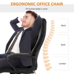 VINSETTO High Back 6 Points Vibration Massage Executive Office Chair in Black - thumbnail 5
