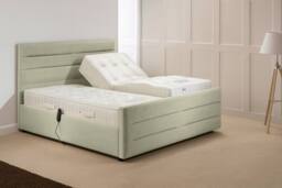 PARADISE BEDS LTD Electric Adjustable Mobility Bed Set with USB & LED Lights in Pale Green - Size: Single