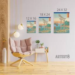 "Artery8 Bizen Province Hiroshige Canvas Japanese Wall Art in Blue - Size: W18"" x H24""" - thumbnail 4