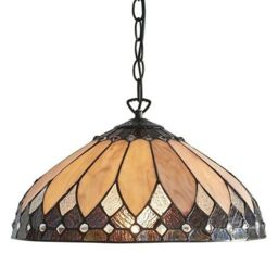 Loops Tiffany Glass Hanging Ceiling Pendant Light Dark Bronze 400mm Lamp Shade i00085 in Clear
