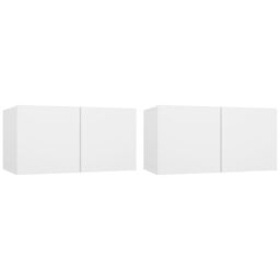 Berkfield Home Hanging TV Cabinets 2 pcs White 60x30x30 cm - Size: 60 x 30 x 30 cm - thumbnail 2