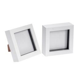 "Nicola Spring 3D Box Photo Frames - 4 x 4"" - Pack of 2 in White" - thumbnail 1