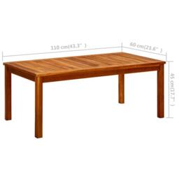 Berkfield Home Decorative Garden Coffee Table 110x60x45 cm Solid Acacia Wood in Brown - Size: 110 x 60 x 45 cm - thumbnail 7