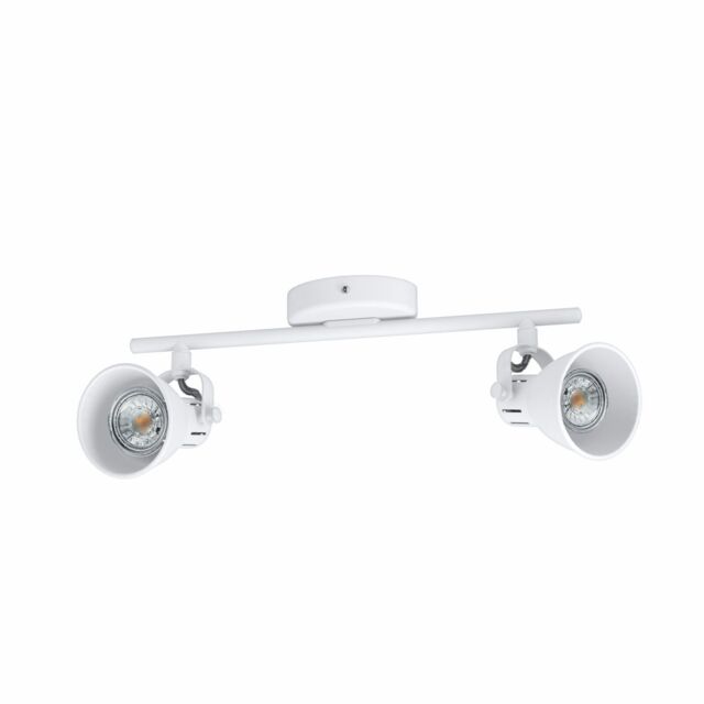 Loops Flush 2 Spot Ceiling Light Colour White Steel Bulb GU10 2x3.3W Included - image 1