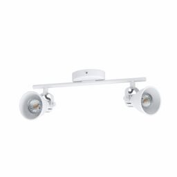 Loops Flush 2 Spot Ceiling Light Colour White Steel Bulb GU10 2x3.3W Included - thumbnail 1