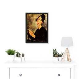 Artery8 Amedeo Modigliani Portrait Of Dedie Old Master Painting Artwork Framed Wall Art Print A4 in Black - thumbnail 2