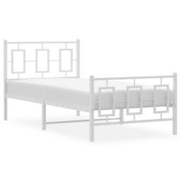 Berkfield Home Metal Bed Frame without Mattress with Footboard White 90x200cm - Size: 90x200 cm - thumbnail 4