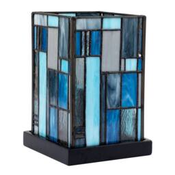 Happy Homewares Designer Art Deco Tiffany Table Lamp in Coloured Stained Glass in Blue