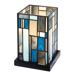 Happy Homewares Designer Art Deco Tiffany Table Lamp in Coloured Stained Glass in Blue - thumbnail 8