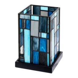Happy Homewares Designer Art Deco Tiffany Table Lamp in Coloured Stained Glass in Blue - thumbnail 3