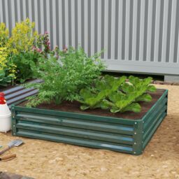 OUTSUNNY Raised Garden Bed Metal Garden Flower Vegetable Planter in Grey - thumbnail 1