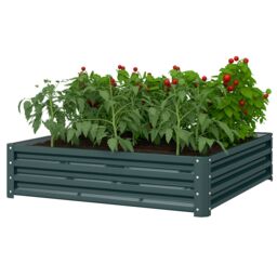 OUTSUNNY Raised Garden Bed Metal Garden Flower Vegetable Planter in Grey - thumbnail 2