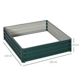 OUTSUNNY Raised Garden Bed Metal Garden Flower Vegetable Planter in Grey - thumbnail 3