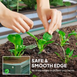 OUTSUNNY Raised Garden Bed Metal Garden Flower Vegetable Planter in Grey - thumbnail 5