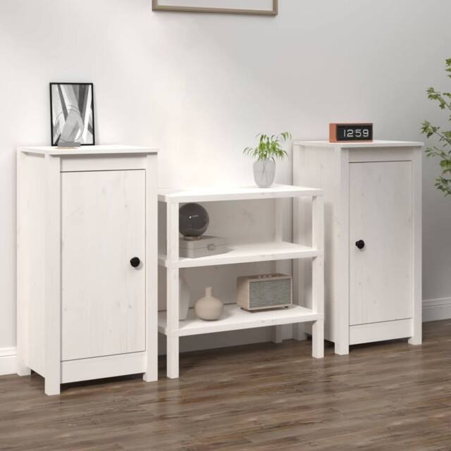 Berkfield Home Sideboards 2 pcs White 40x35x80 cm Solid Wood Pine - Size: 40 x 35 x 80 cm - image 1