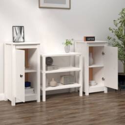 Berkfield Home Sideboards 2 pcs White 40x35x80 cm Solid Wood Pine - Size: 40 x 35 x 80 cm - thumbnail 3