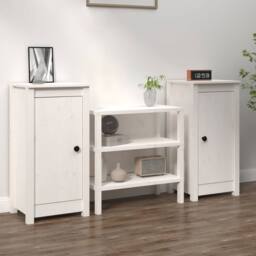 Berkfield Home Sideboards 2 pcs White 40x35x80 cm Solid Wood Pine - Size: 40 x 35 x 80 cm - thumbnail 1