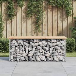 Berkfield Home Beautiful Garden Bench Gabion Design 103x31.5x42 cm Solid Wood Pine in Brown - thumbnail 2