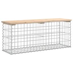 Berkfield Home Beautiful Garden Bench Gabion Design 103x31.5x42 cm Solid Wood Pine in Brown - thumbnail 3