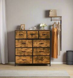 Modcraft Chest of Drawers with 9 Fabric Drawers in Brown - thumbnail 2