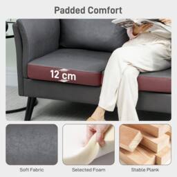 Wyld Haus Ravi Grey Faux Leather 2 Seater Sofa - thumbnail 5