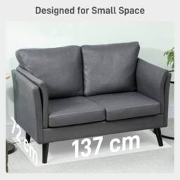Wyld Haus Ravi Grey Faux Leather 2 Seater Sofa - thumbnail 7