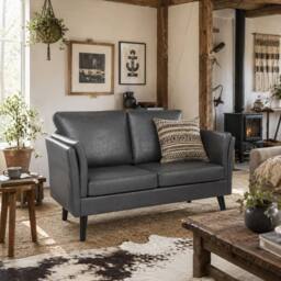 Wyld Haus Ravi Grey Faux Leather 2 Seater Sofa