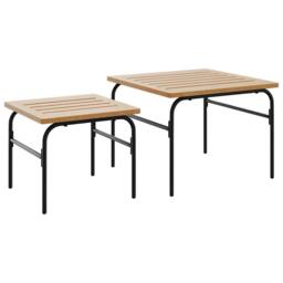 Berkfield Home Garden Nest of Coffee Tables 2 pcs Brown & Black Steel - thumbnail 1