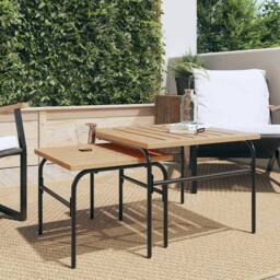 Berkfield Home Garden Nest of Coffee Tables 2 pcs Brown & Black Steel - thumbnail 2