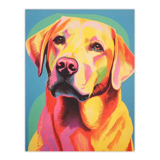 "Artery8 Wall Art Print Labrador Retriever Retro Screen Risograph Dog Artwork Spot Block Colour Duotone Riso Interior Design Poster - Size: W12"" x H16""" - image 1