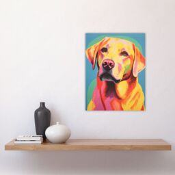 "Artery8 Wall Art Print Labrador Retriever Retro Screen Risograph Dog Artwork Spot Block Colour Duotone Riso Interior Design Poster - Size: W12"" x H16""" - thumbnail 4
