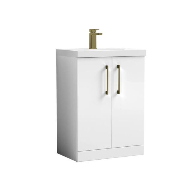 Balterley Bathroom Floor 2 Soft Close Door Vanity Unit Basin, Gloss White, 610mm in White - image 1