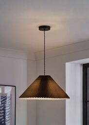 ValueLights Akira Pleated Single Drop Ceiling Pendant Light with LED Bulb in Black - thumbnail 1