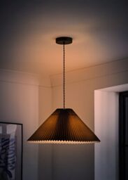 ValueLights Akira Pleated Single Drop Ceiling Pendant Light with LED Bulb in Black - thumbnail 2