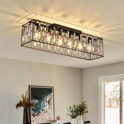 Garwarm Crystal Ceiling Light, Chandelier Ceiling Lights Fixture in Black - thumbnail 2