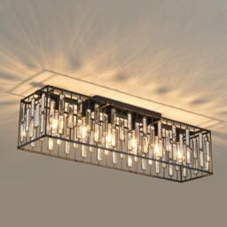 Garwarm Crystal Ceiling Light, Chandelier Ceiling Lights Fixture in Black - thumbnail 1
