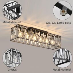 Garwarm Crystal Ceiling Light, Chandelier Ceiling Lights Fixture in Black - thumbnail 4
