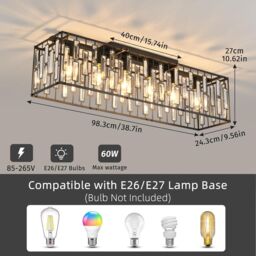 Garwarm Crystal Ceiling Light, Chandelier Ceiling Lights Fixture in Black - thumbnail 3