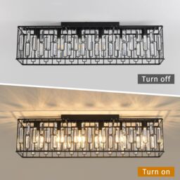 Garwarm Crystal Ceiling Light, Chandelier Ceiling Lights Fixture in Black - thumbnail 5