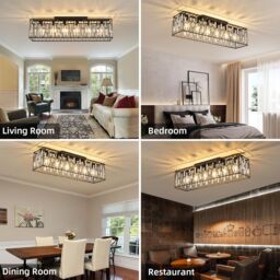 Garwarm Crystal Ceiling Light, Chandelier Ceiling Lights Fixture in Black - thumbnail 6